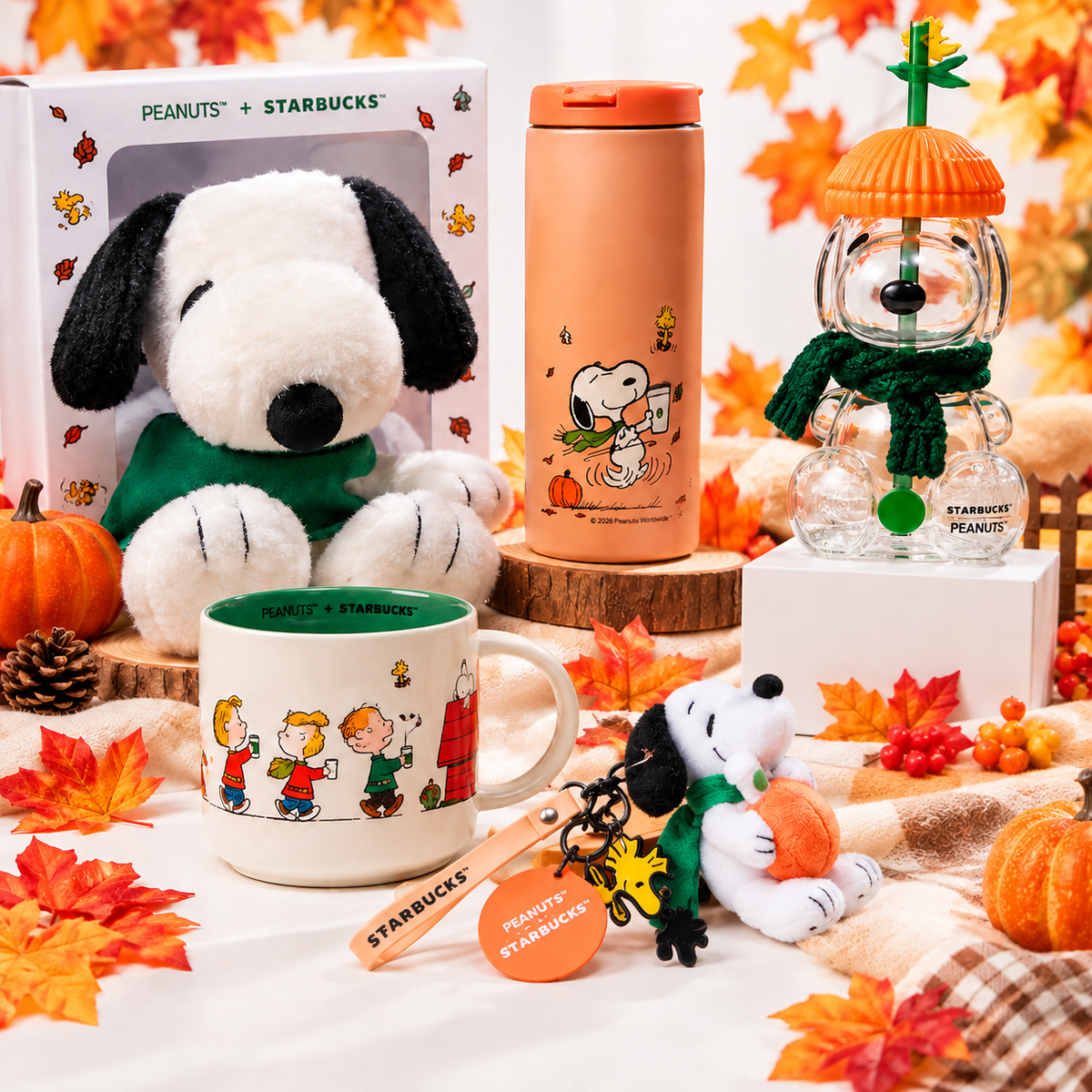 Starbucks Korea x Peanuts Pumpkin 2026 Snoopy Mug Tumbler Doll Pin