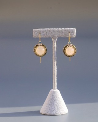 Boucles d'oreilles Enfant Or Jaune 375 dormeuse coeur rose Ref. 55833