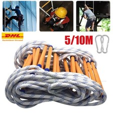 5/10M Feuerleiter Feuerfeste Rettungsleiter Notleiter 2 Karabiner Strickleiter