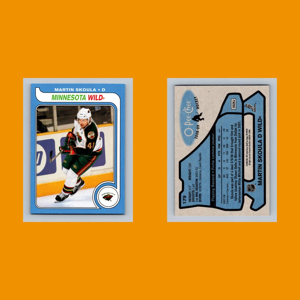 Martin Skoula #179 2008-09 O-Pee-Chee 1979-80 Retro Minnesota Wild Hockey Card - Image 3 of 3