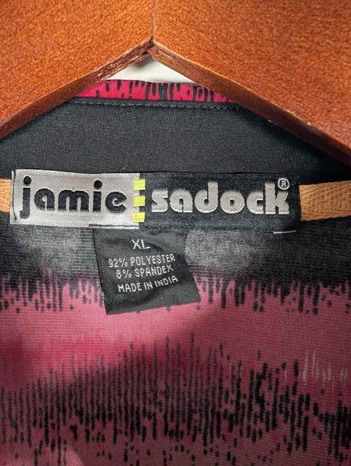 Camisa polo de golfe Jamie Sadock feminina XL rosa preta listrada sem mangas moderna - Imagem 2 de 4