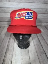 Vintage NOS Red Amsoil USA Trucker Hat  Adjustable Snapback Rope Detail Trendy