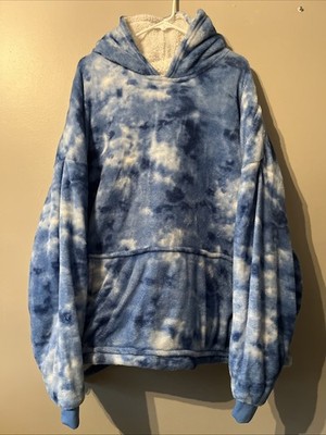 Huggle Hoodie Blue Tie-Dye Oversized Blanket Sweatshirt Soft