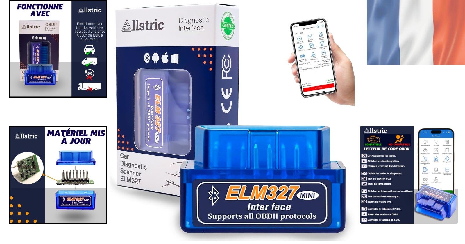 ELM327 Bluetooth diagnostic auto universel OBD2 multimarque lecteur de code défaut iOS Android - 2