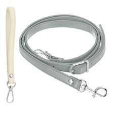 41-49 Inch Adjustable PU Leather Purse Strap with Wristlet, Grey/Silver
