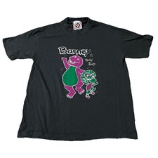 Vintage 90s Barney Baby Bop Dinosaur Cartoon Shirt Black Size Youth Large