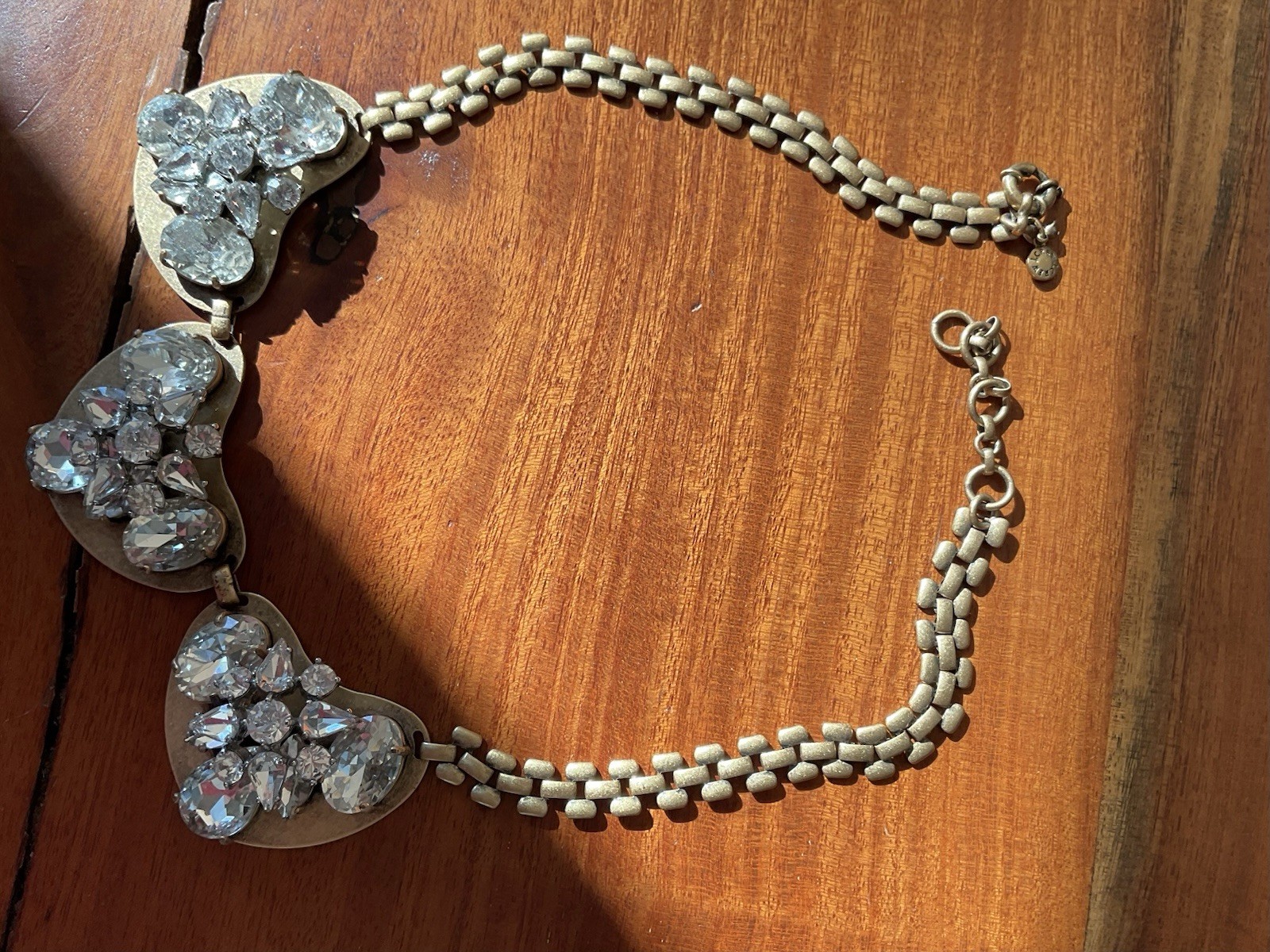 J.CREW Brasstone Rhinestone Statement Necklace - image 11