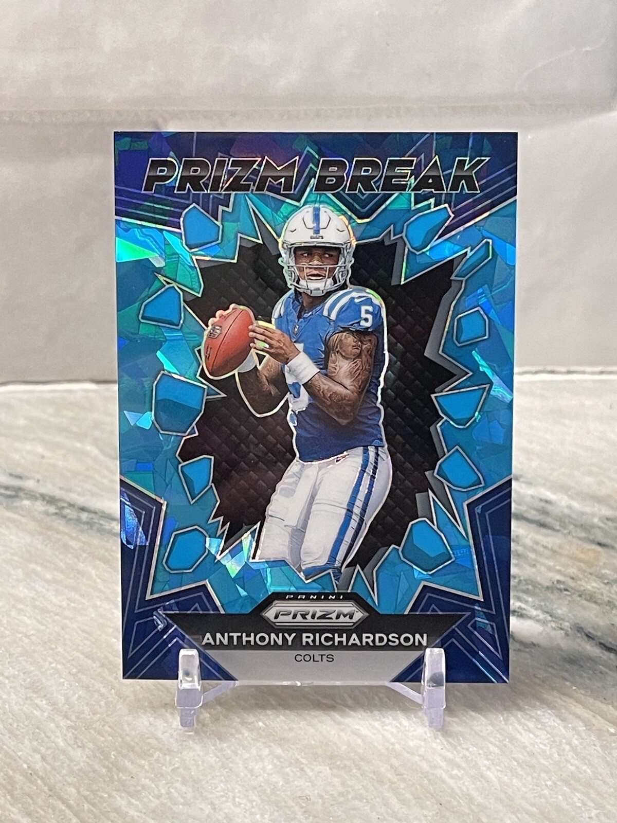2023 Anthony Richardson #/99 Panini Prizm Break Blue Cracked Ice Prizm Rookie