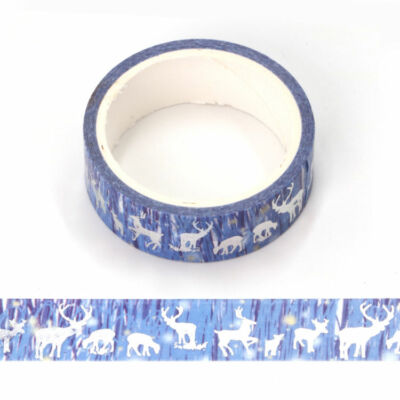 2 Rollen Aurora und Silberfolie Rentier Weihnachten Washi Tape Mas 15 mm x 5 Mtr