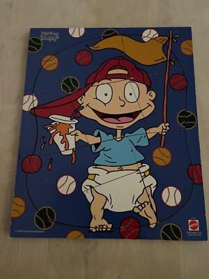 Vintage Rugrats 8 Pc Wood Puzzle Tommy Pickles Viacom Inc #41737 Mattel 1998