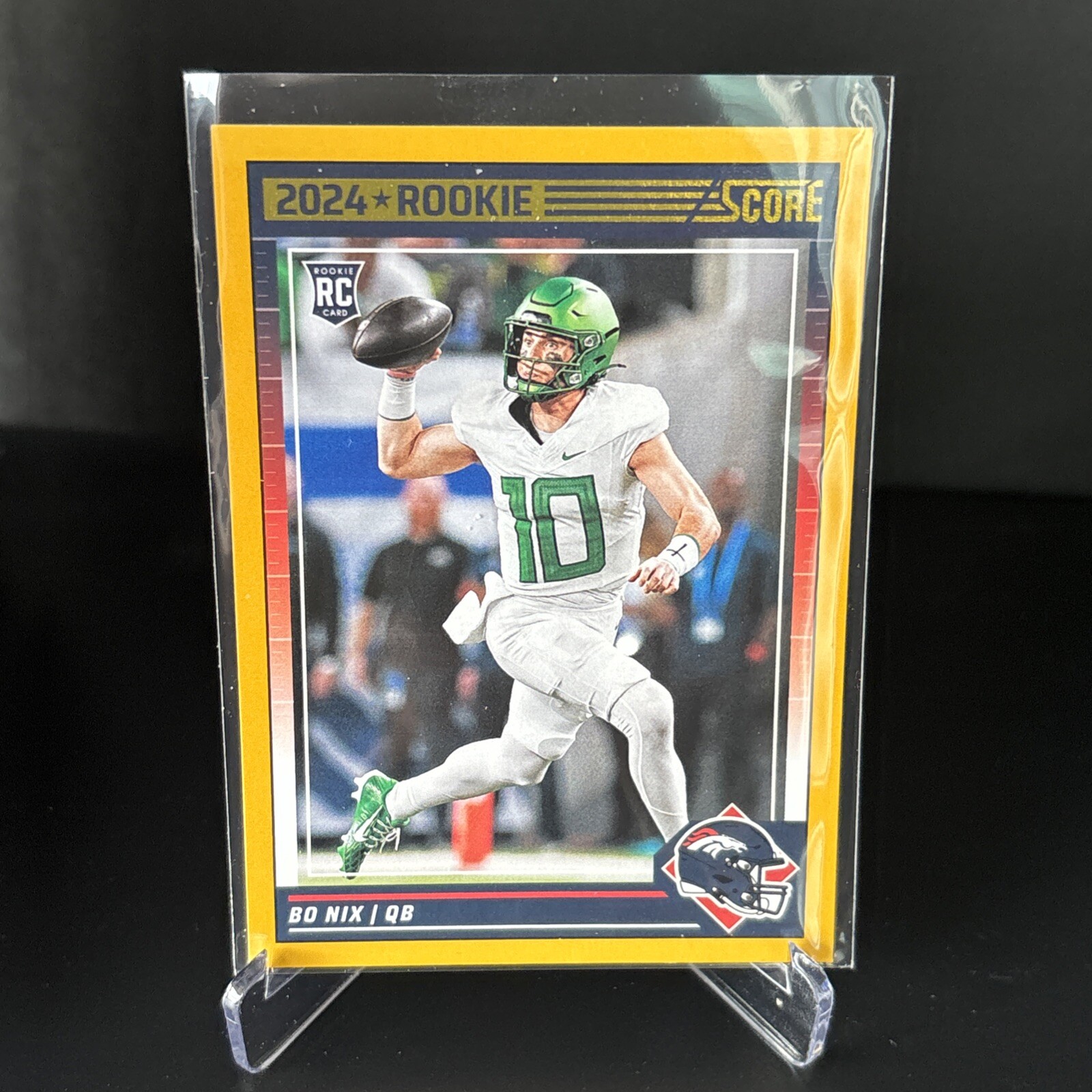 2024 Score Bo Nix #332 GOLD Hobby Blaster Parallel Rookie Card RC Broncos