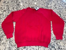 Vtg 90s Deadstock Fruit of The Loom Red Cotton Crew Neck Sweatshirt Women's L