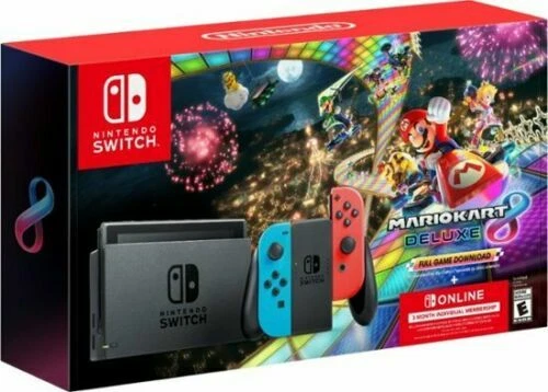 Nintendo Switch Mario Kart 8 Deluxe Bundle Neon Blue Neon Red