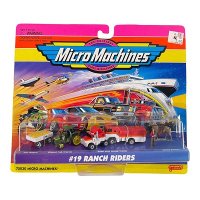 Micro Machines Galoob #19 Ranch Riders 1995 Hay Wagon Tractor Semi Horse Trailer