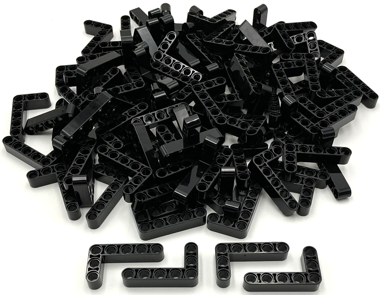 Lego 100 New Black Technic Liftarm Modified Bent Thick L-Shape 3 x 5 Parts