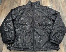 Shimmer Coat Black Sequins Coat With Pockets Size Large Jacket Puffer Jacket
