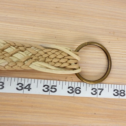 Womens Macrame Belt M Beige Woven Leather Rope Tassel Beach Hippy Boho Whimsy - Picture 3 of 8