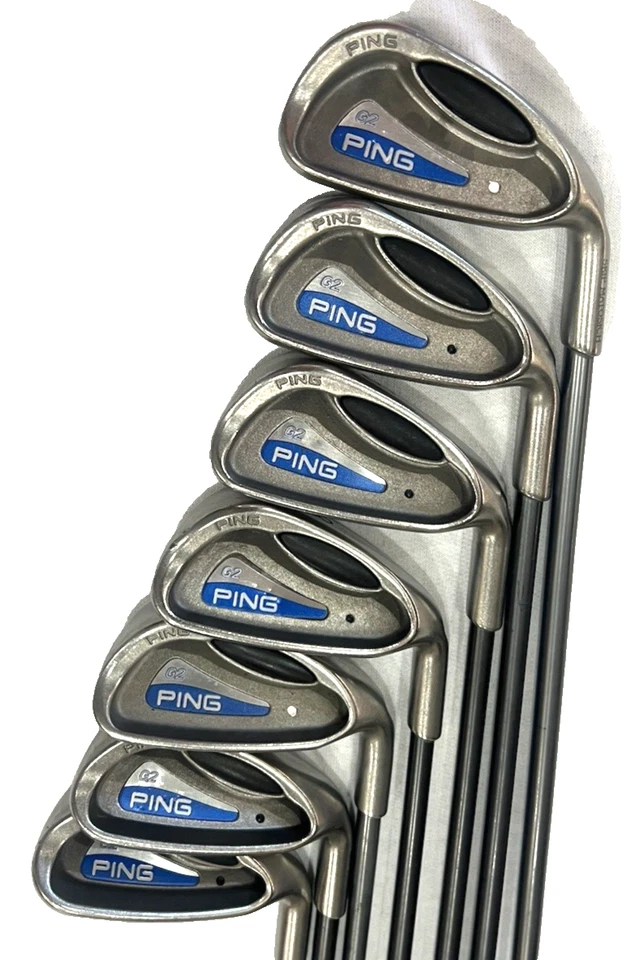 Ping G2 Iron Set 4 5 6 8 9 U L Graphite Shafts TFC 100 Reg Black & White Dot RH - Image 2 of 4