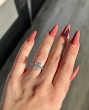 2 CT Emerald Cut Lab-Created Diamond Women Engagement Ring 14K White Gold Plated