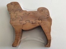 Pug Dog Scroll Saw Puzzle - Handmade - 8 Pieces - Stained