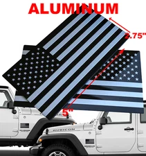 3D METAL American Flag Decal Sticker MIRROR Set Truck, Car 5" x 2.75"