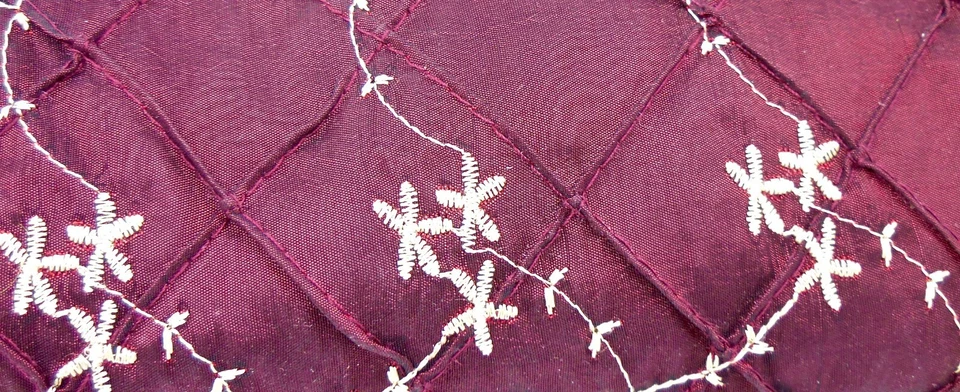 Purple Embroidered White Flowers Fabric,Polyester,Raised Squares,2.6 Yds.Jo-anns - Image 3 of 3