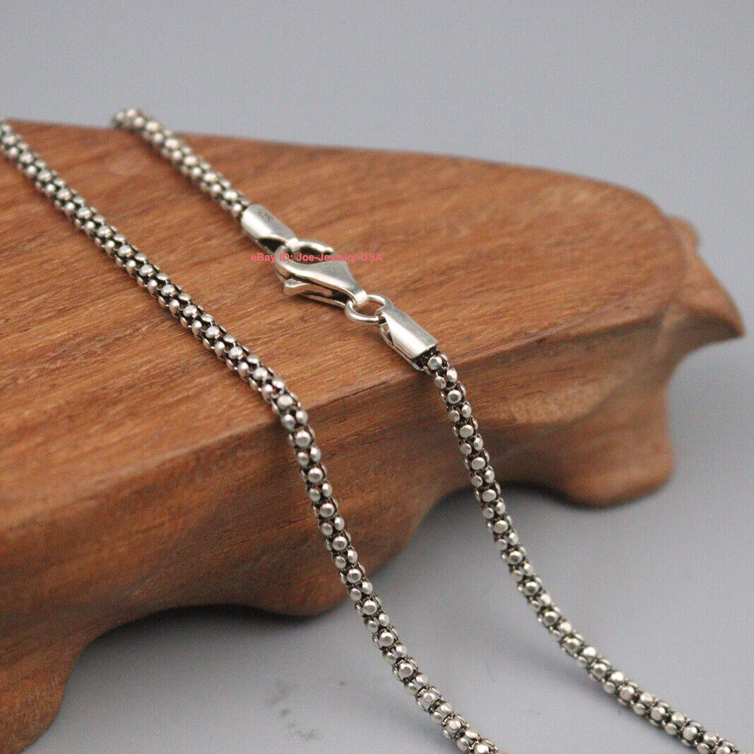 【NONCODE】92.5 silver necklace silver necklace Custom Solid 925 Sterling Silver Skull Death Link Chain