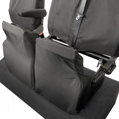FORD TRANSIT CUSTOM PHEV FRONT SEAT COVERS TAILORED (2019-2023) BLACK 102 - Picture 3 of 24