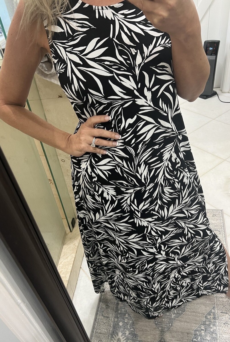 chico's black and white maxi dress Chicos Womens Black & White Floral Tiered Maxi Dress 16