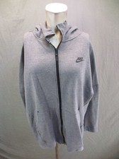 NIKE Size L Mens Gray Cotton Blend Full Zip Hood Pockets Athletic Jacket 384
