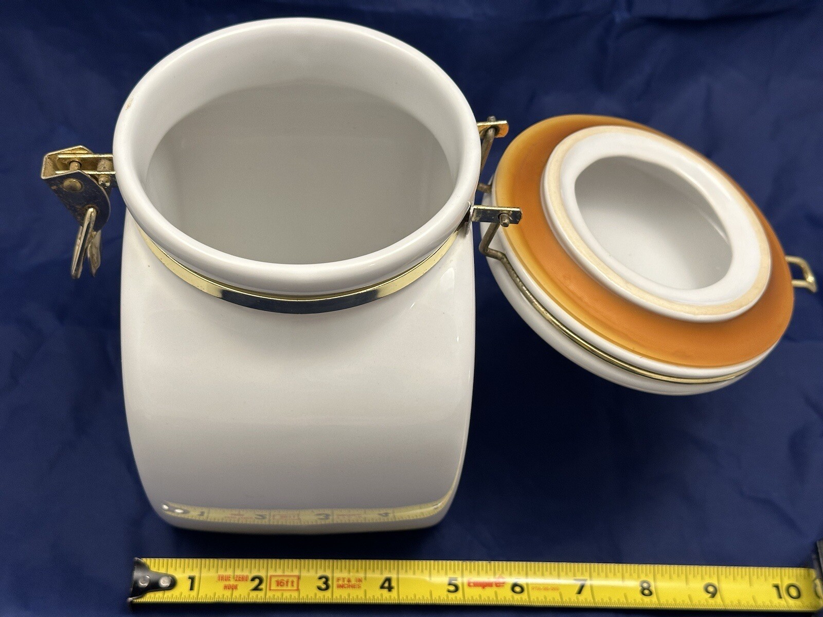 Vintage European Coffeehouse Collection White Canister Coffee Jar 8" eBay