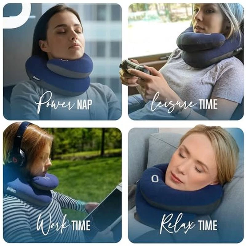 Ergonomic Travel Pillow with Double Support for Neck and Chin Easy to Clean