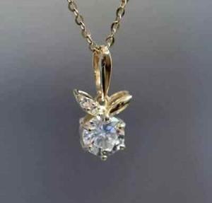 1.30 Ct Round REAL Moissanite Solitaire Women's Pendant 14K Yellow Gold Plated