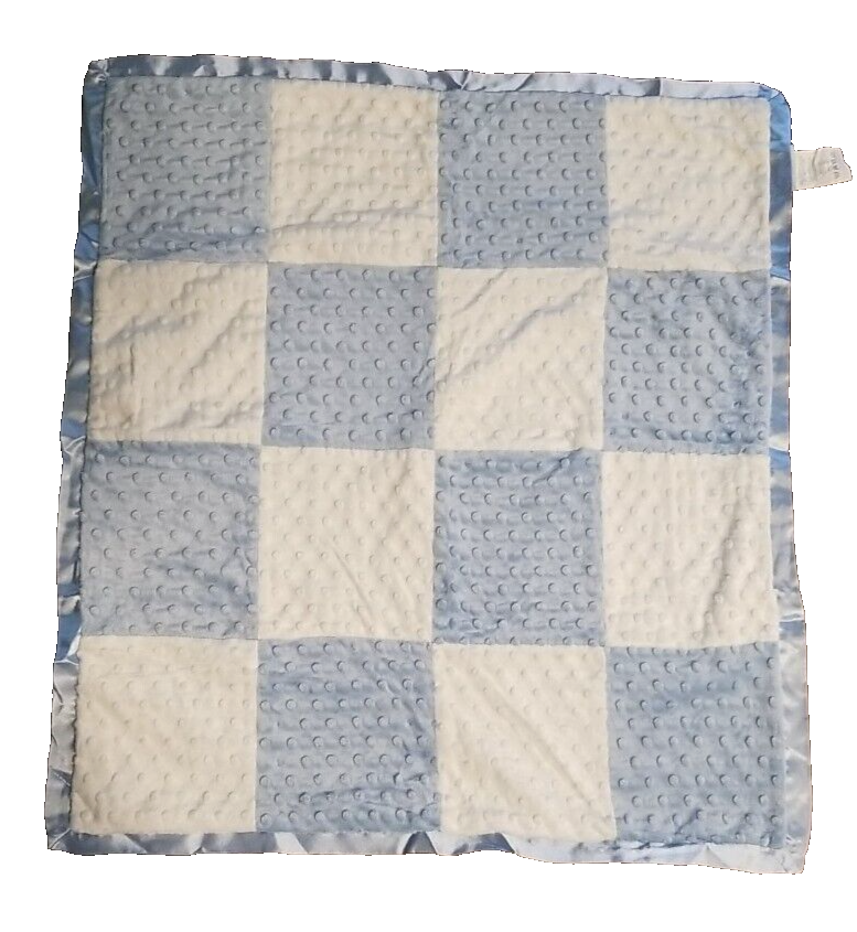 Cocalo Baby Lovey Patchwork Blue White Satin Silky Edge Security
