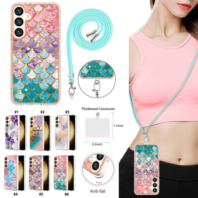 Fashion Marble Painting Case Cover With Lanyard For Samsung A17 A36 A55 A12 A71