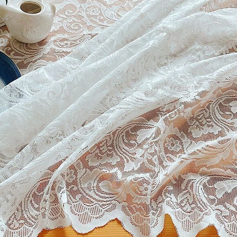 White Vintage Embroidered Lace Floral Tablecloth Table Cloth Cover Doily Wedding - Image 4 of 4