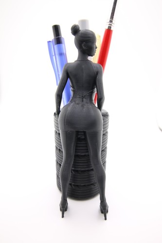 Beautiful Woman Tire Stack Figure Desktop Stand to Hold Pens, Pencils, Markers - Picture 4 of 8