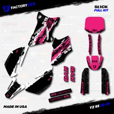 White & Pink Slick Racing Graphics kit fits 02-14 Yamaha Yz85 YZ 85 # decal