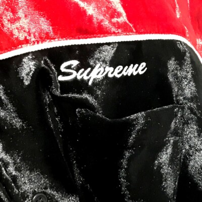 UNUSED SUPREME 18AW Velvet Swirl Work Shirt Long sleeve Red