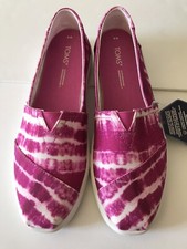 WOMEN'S TOM FUCHSIA ROSE BATIK CANVAS ALPARGATA CUPSOLE SLIP ON SIZE 8 NWT