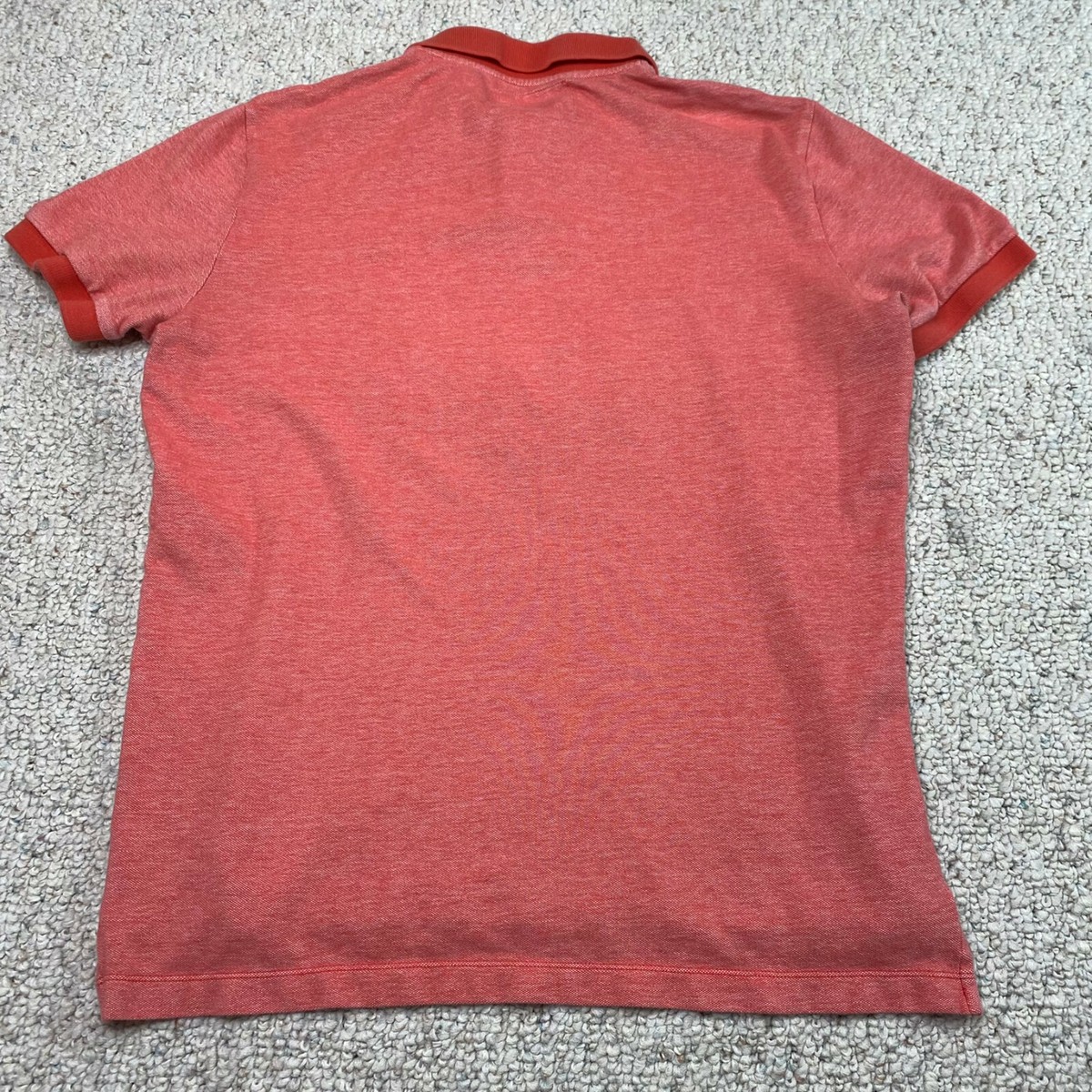 Express Mens Polo Shirt sz L Orange Lightweight Modern Fit