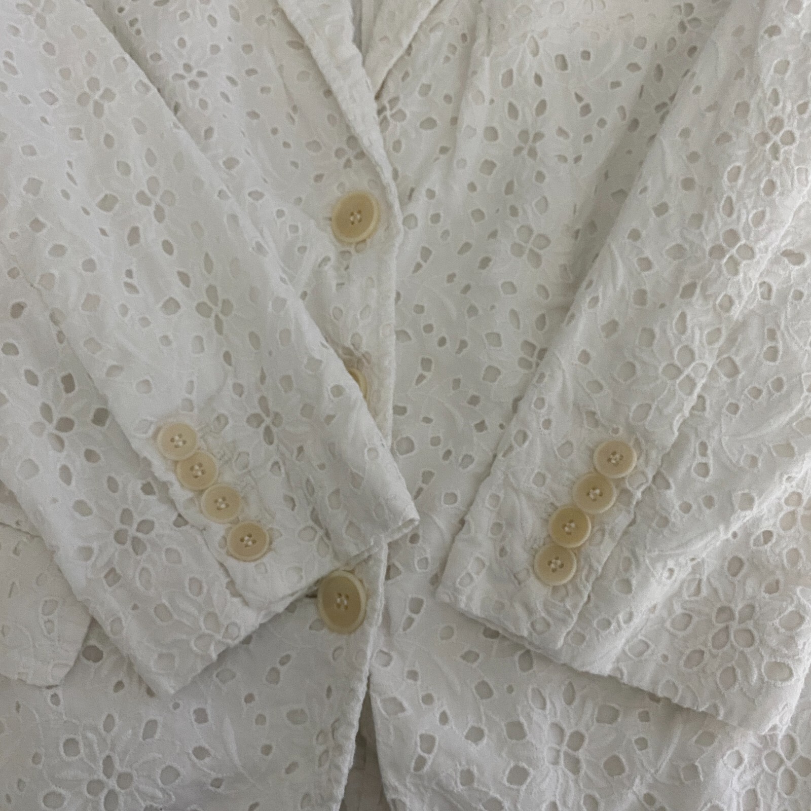 Talbots White Eyelet Jacket Size 14 Button Up 3/4… - image 8