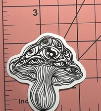 Mushroom W/ Evil Eye Protection B&W - Vinyl Decal Sticker Bomb Horror Halloween