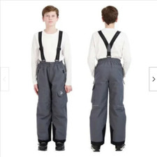 GERRY BOYS PERFORMANCE SNOW PANTS WITH REMOVABLE SUSPENDERS GRAY IRON XS 5/6 NWT