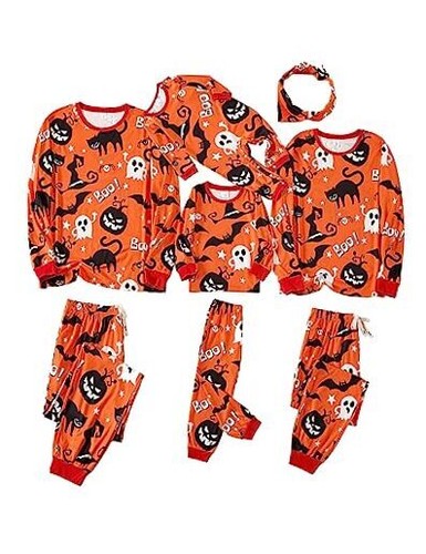 Family Matching Halloween Pajamas Sets Long Sleeve 2 9-12 Months Kids Orange
