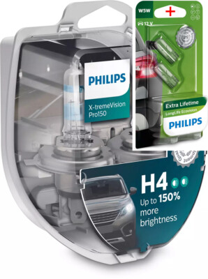 Philips H4 12V 60/55W P43t-38 X-treme Vision Pro150 2pcs +W5W LL