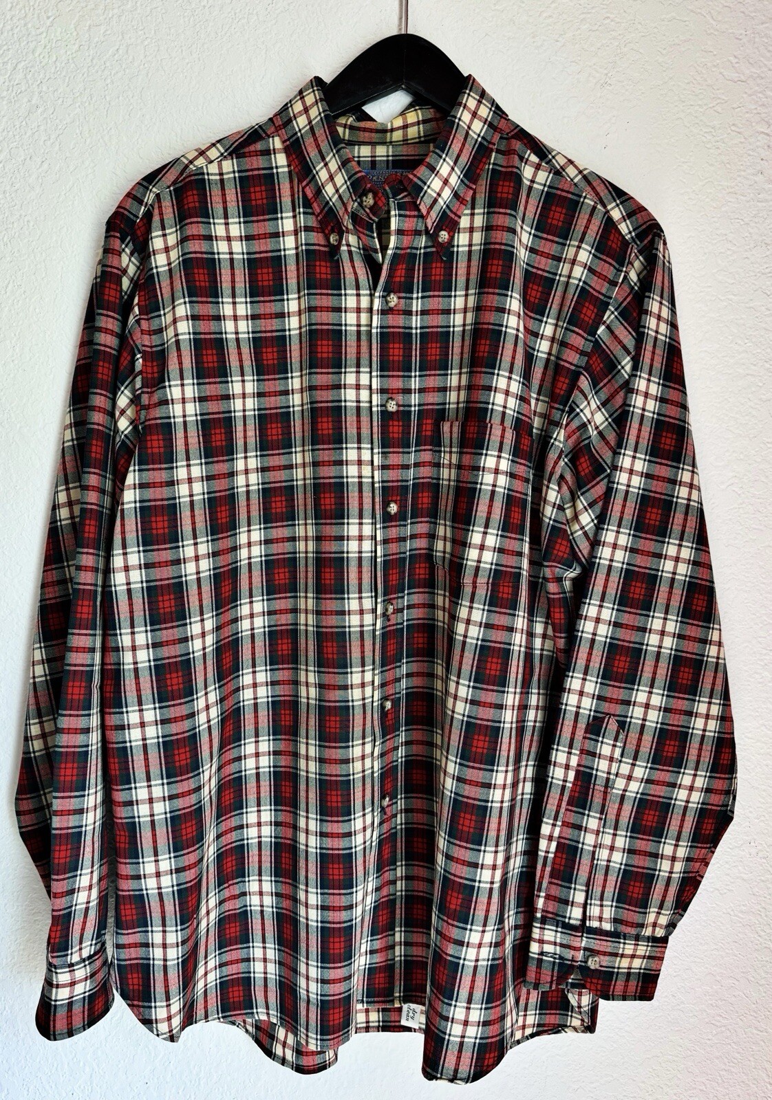 Vtg Pendleton Red Plaid Basic Essential Casual Bu… - image 1