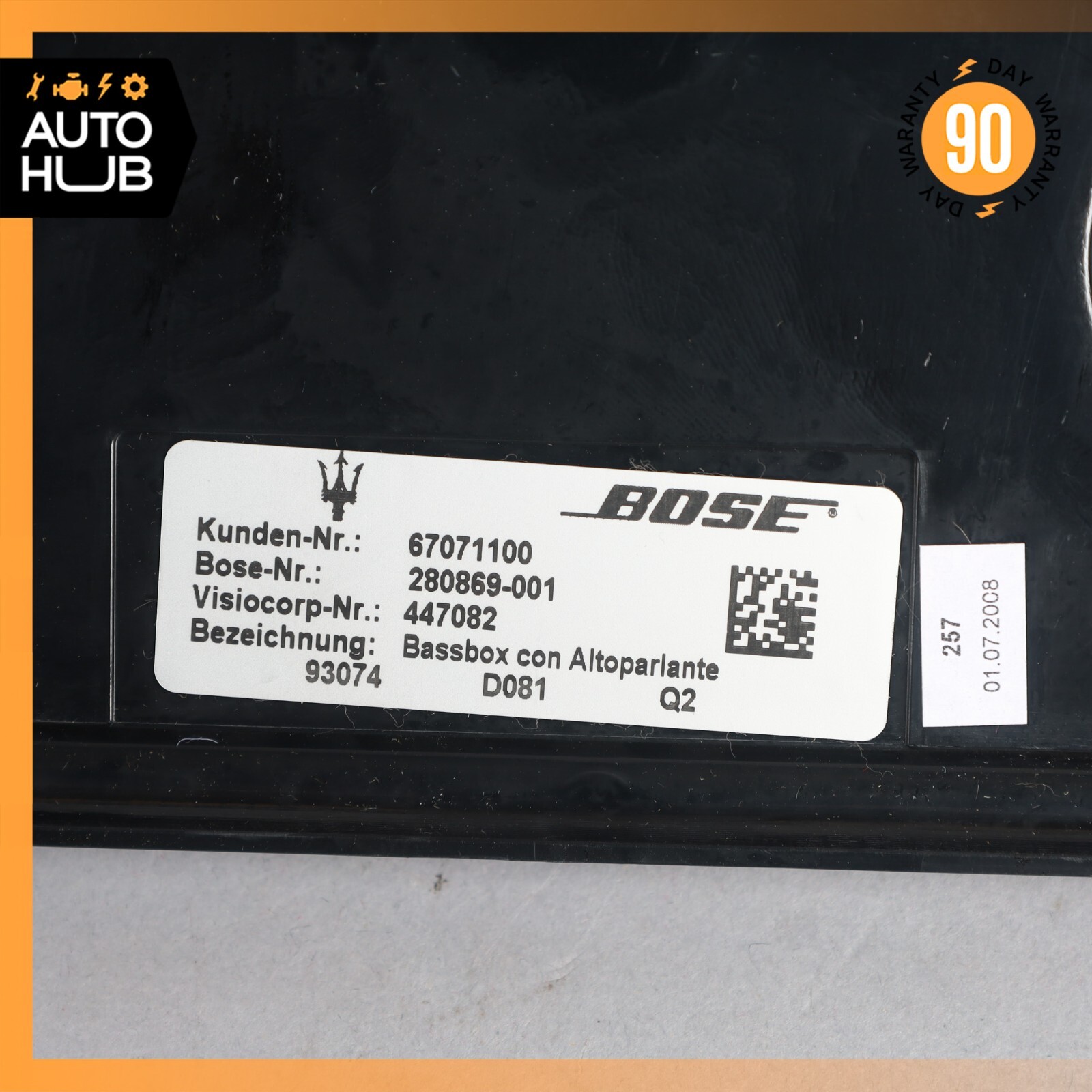 03-19 Maserati GranTurismo Front Bose Subwoofer Sub Woofer Sound Speaker OEM