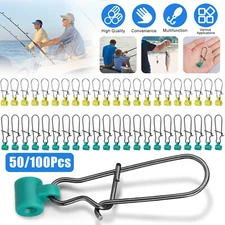 50/100x Heavy Duty Fishing Sinker Slide Fish Swivel Duo Lock Snap Finder Slider