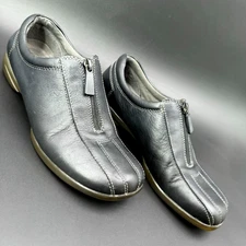 Naturalizer 7.5 Black Slip On Shoes Leather Fever Zipper Comfort Loafer Flat